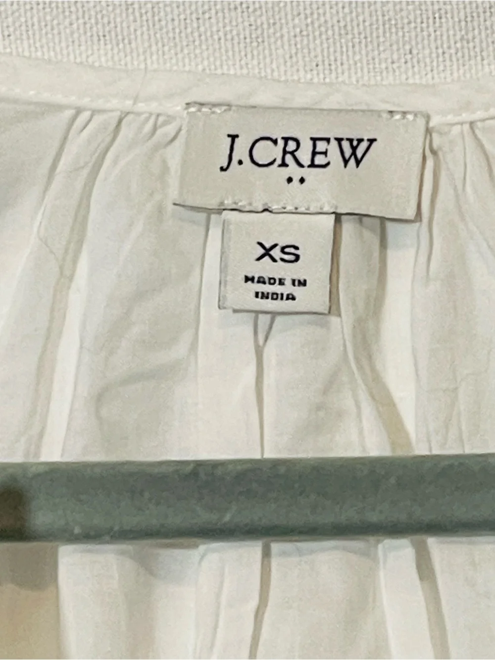 J. Crew White Cotton Split-Neck Peasant Blouse